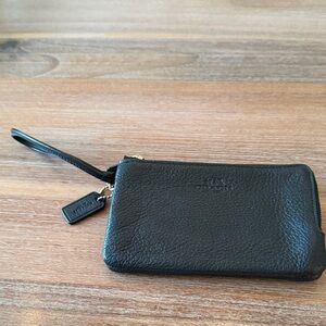 Coach Black Pebbled Leather Wristlet